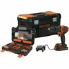 BLACK & DECKER Perceuse à Percussion Sans Fil - 18 V - 1,5 Ah - 2 Vitesses - 104 Accessoires - Livrée En Boite à Outil (BDCHD18S1KA-QW) -FAVEX Soldes Boutique 13949976 1
