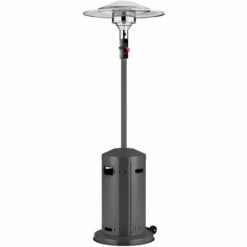 Favex - Parasol Chauffant Gaz Anthracite - Extérieur - Prêt à L'emploi Livré Avec Tuyau Et Détendeur - 3 à 8 KW - 12 M² - Housse, Roulettes Et Connectique Incluse - 76 X 76 X 230 - Gris