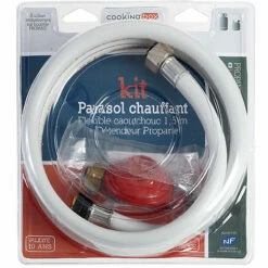 Favex - Kit Parasol Chauffant Propane - Flex. 1,5m 10 Ans + Dét. Propane - Rouge/Blanc