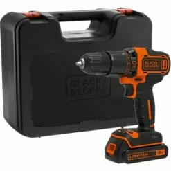 BLACK & DECKER BDCHD18K-QW Perceuse à Percussion Sans Fil - 18 V - 1,5 Ah - 2 Vitesses - 1 Batterie - Chargeur Inclus - Livrée En Coffret
