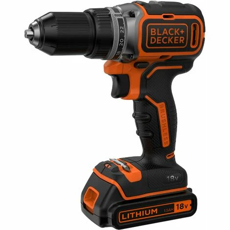 BLACK & DECKER Perceuse-Visseuse Sans Fil Brushless 18V 1 Batterie 1.5Ah + Coffret BLACK+DECKER BL186K-QW 3 BLACK & DECKER Perceuse-Visseuse Sans Fil Brushless 18V 1 Batterie 1.5Ah + Coffret BLACK+DECKER BL186K-QW