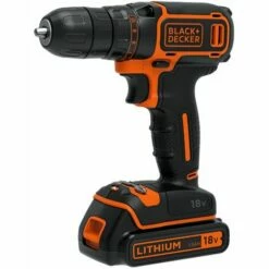 BLACK & DECKER BLACK+DECKER Perceuse Sans Fil 18V - 1 Vitesse - 0-650 Trs/min - 30 Nm - 2 Batteries 1,5 Ah, 1 Chargeur, 1 Coffret BDCDC18K1B-QW