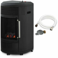 Favex - Chauffage D'appoint à Gaz Volga - Prêt à L'emploi Livré Avec Tuyau Et Détendeur - Infrableu Effet Feu De Cheminée - 6 Puissances De Chauffe Thermostat - Jusqu'à 40 M2 - Noir - Noir