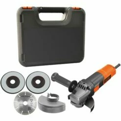 BLACK & DECKER Meuleuse Une Main 115mm 900W - BLACK+DECKER BEG210KDG-QS - Livrée En Malette De Rangement + 3 Disques
